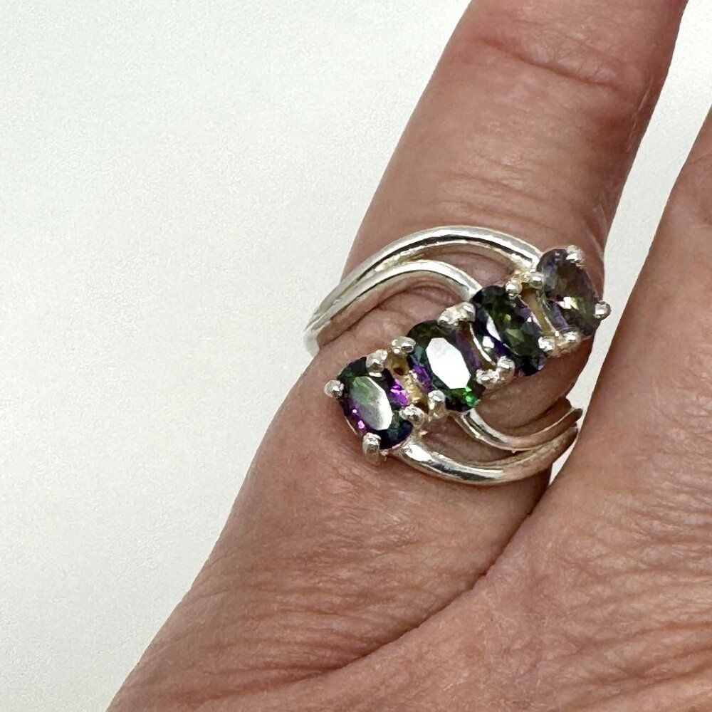 Sterling Silver Ring with multi-colored gemstones